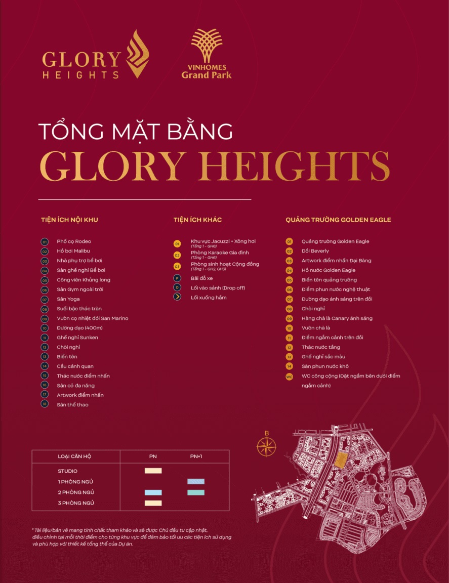 Tổng mặt bằng Glory Heights Vinhomes Grand Park