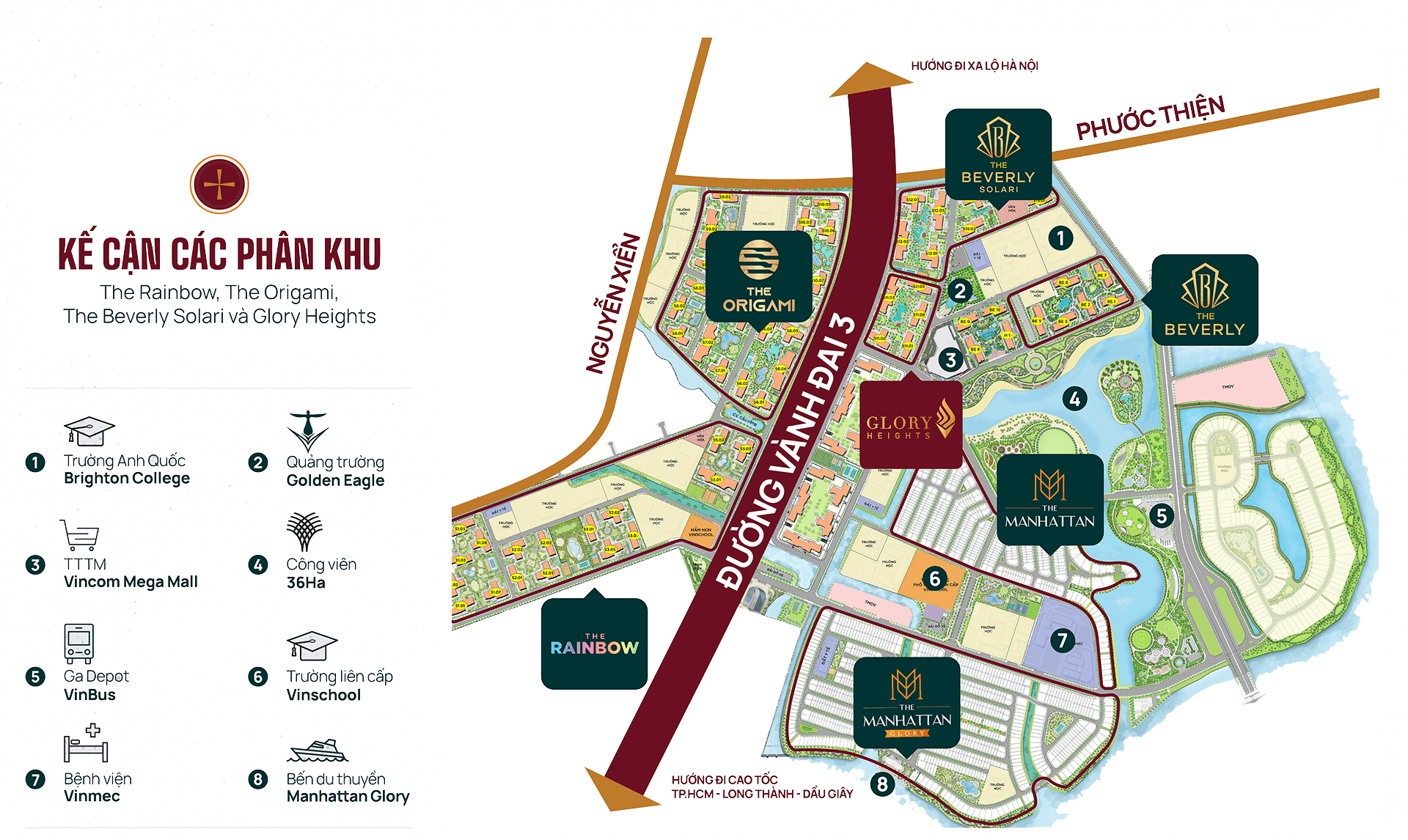 Vị trí phân khu Glory Heights Vinhomes Grand Park
