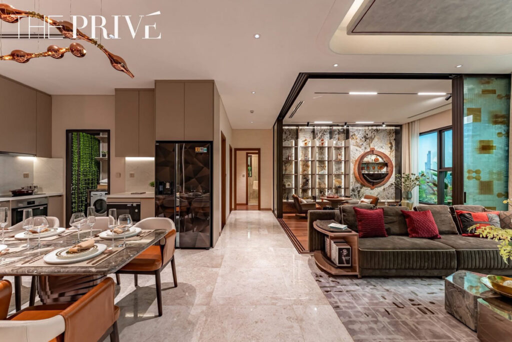 Không gian phòng khách dự án The Prive