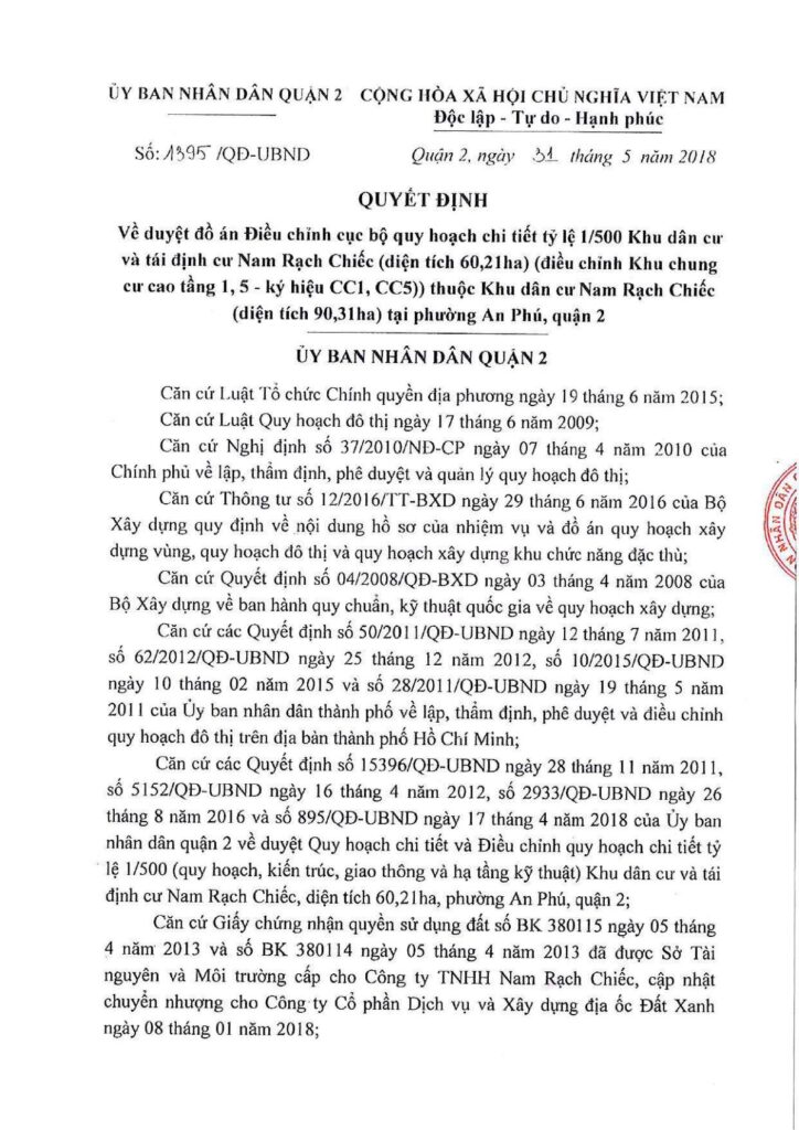 Quy hoạch 1/500 The Prive - khu chung cư cao tầng (ký hiệu CC1, CC5) nằm trong Khu dân cư và tái định cư Nam Rạch Chiếc (phường An Phú, Quận 2), theo Quyết định 1395/QĐ-UBND ngày 31/05/2018.